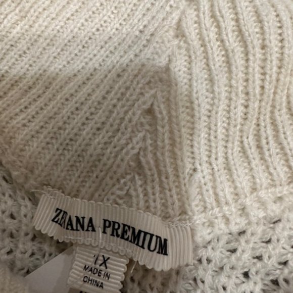 White Oversized V Neck Waffle Sweater 4262 NWT Boutique - Picture 8 of 9